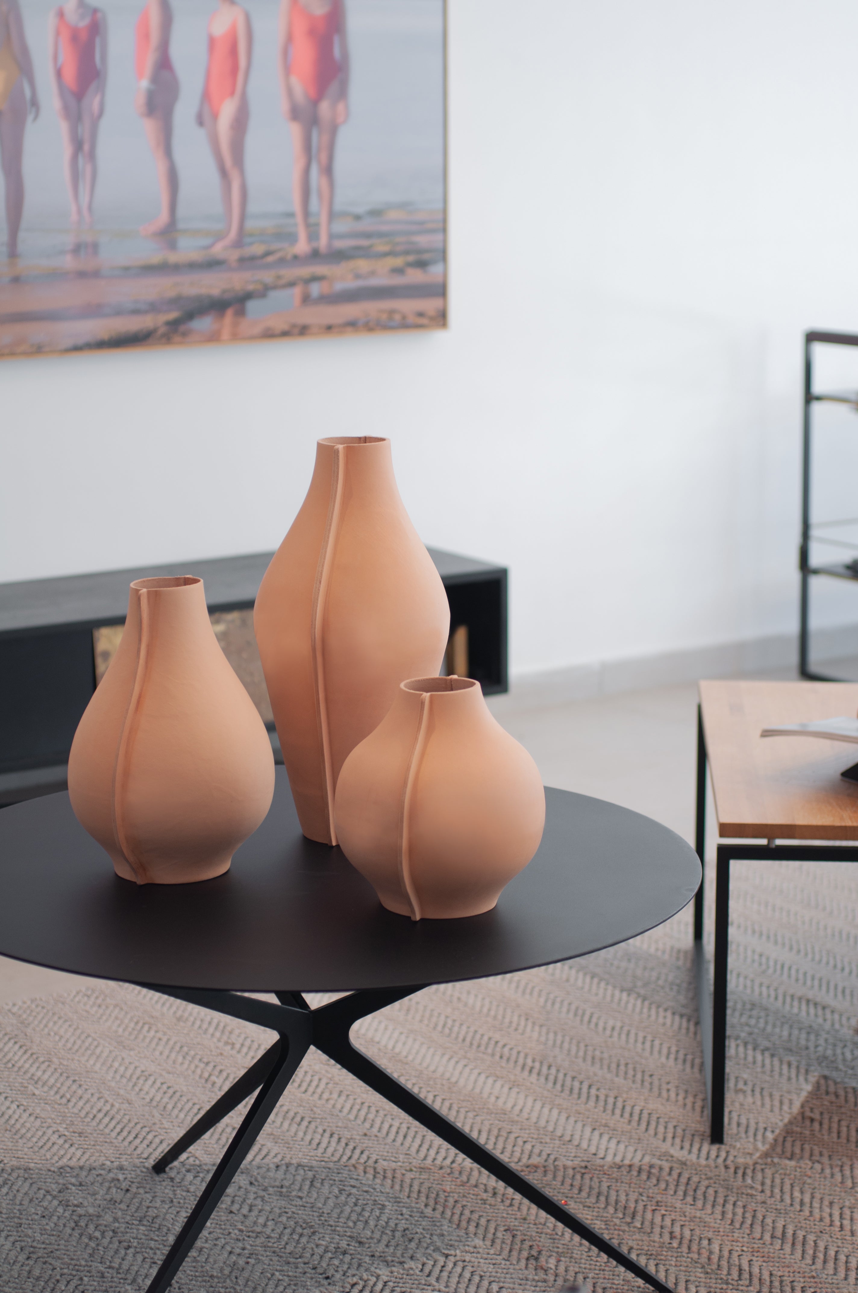 Talia Luvaton leather vases 